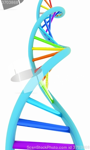 Image of DNA structure model on white