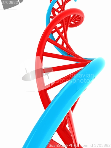 Image of DNA structure model on white