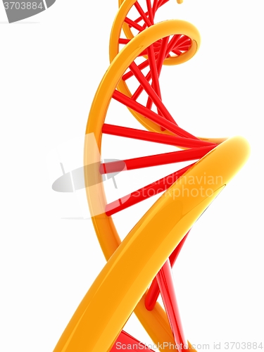 Image of DNA structure model on white