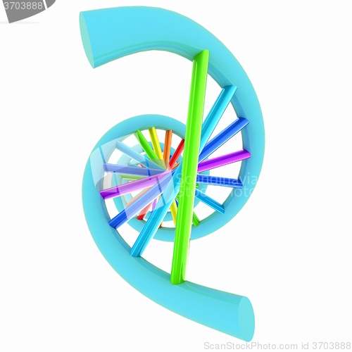 Image of DNA structure model on white