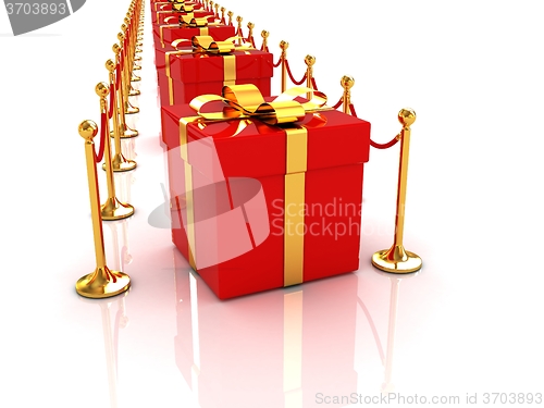 Image of Beautiful Christmas gifts on New Year\'s path to the success