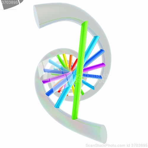 Image of DNA structure model on white