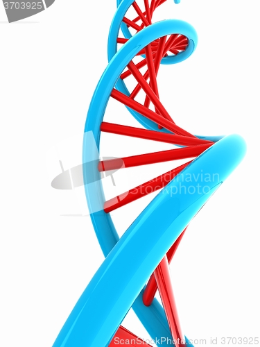 Image of DNA structure model on white