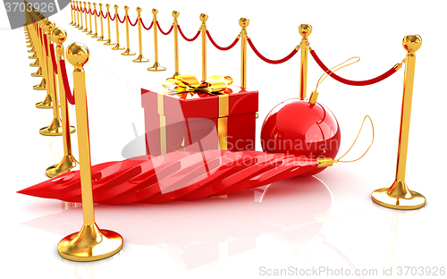 Image of Beautiful Christmas gifts on New Year\'s path to the success