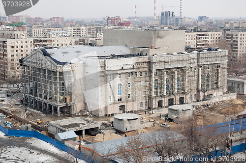 Image of Construction of Tyumen dramatic theater. Russia