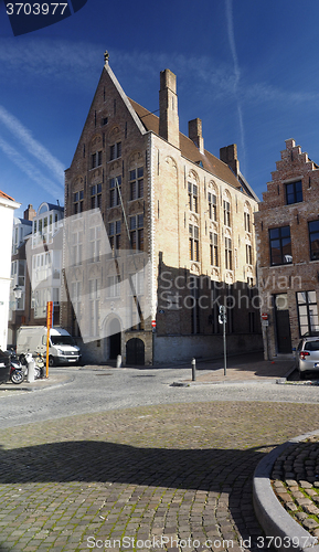 Image of chocolate museum  historic building Brugge Belgium Europe