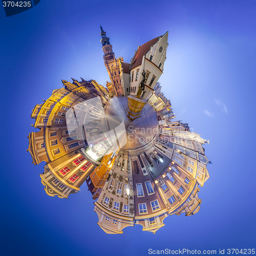 Image of Night Skyline of Poznan Old Market Square in western Poland.