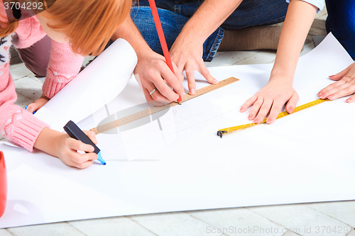 Image of The happy family  at repair and relocation