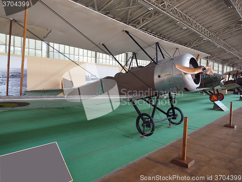 Image of antique military propeller prop airplane on display  Royal Museu