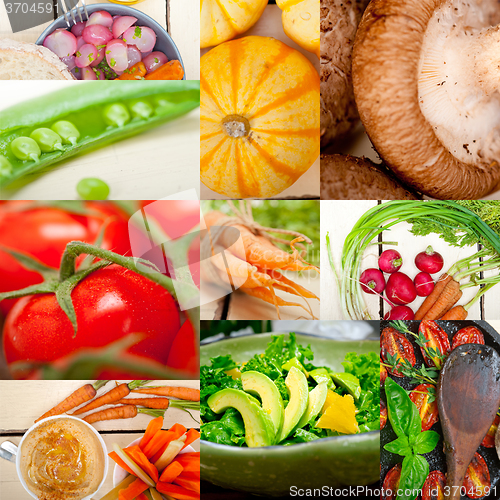 Image of hearthy vegetables collage composition 