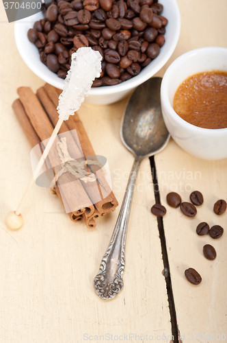 Image of espresso coffee with sugar and spice