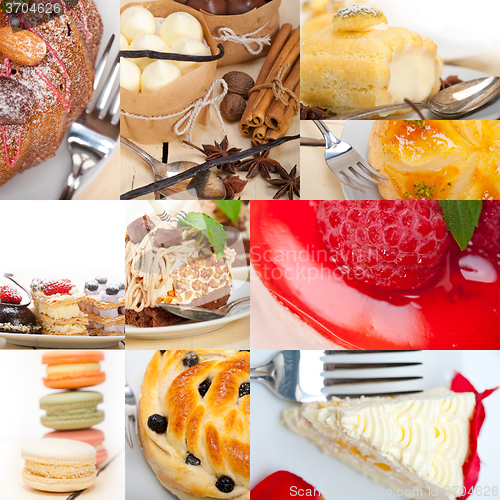 Image of fresh dessert cake collage 