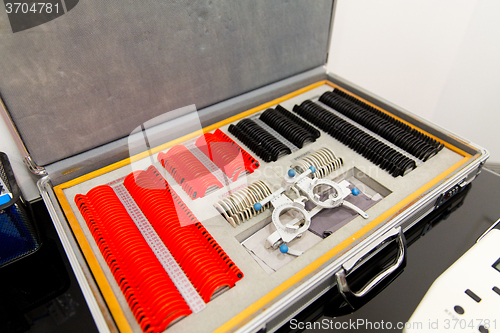 Image of ophthalmologist box with lenses and glasses