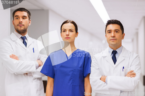 Image of group of medics or doctors at hospital