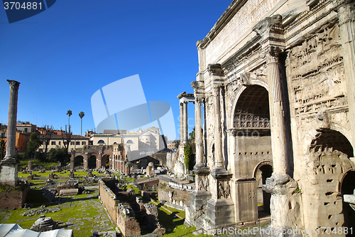 Image of The Roman Forum ruins in Rome, Italy