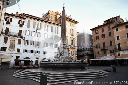 Image of  Fontana del Pantheon at the square Rotonda  in Rome, Italy