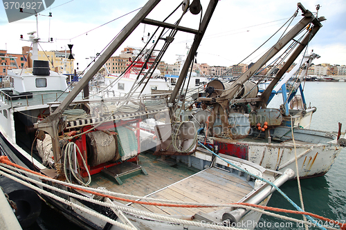 Image of Panoramic view of port Anzio, with the fishing boats and fishing