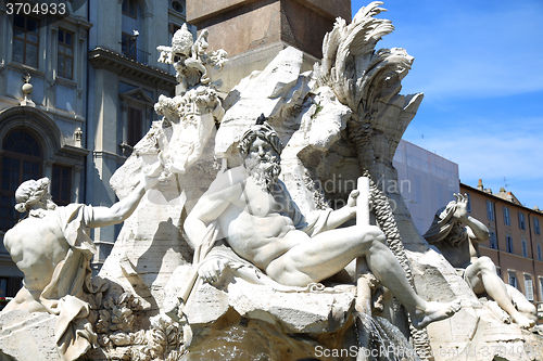 Image of Fountain Zeus in Bernini\'s, Piazza Navona in Rome, Italy