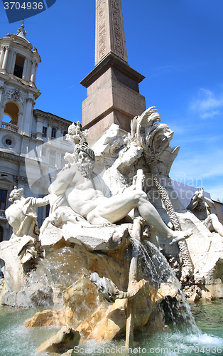 Image of Fountain Zeus in Bernini\'s, Piazza Navona in Rome, Italy