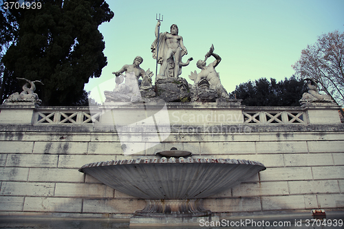 Image of Fountain of Neptune in Piazza del Popolo, Rome, Italy ( photogra