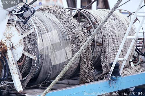 Image of Details of old sea rope fishing nets