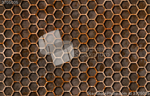 Image of Rusty hexagon pattern grate texture seamlessly tileable