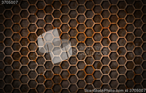 Image of Rusty hexagon pattern grate texture