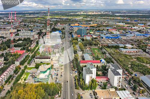 Image of Cityscape with TV tower. Tyumen. Russia
