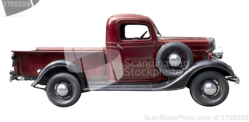 Image of Red vintage pickup truck from 1930s
