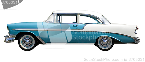 Image of Aqua Bel-Air Vintage Automobile against White Background