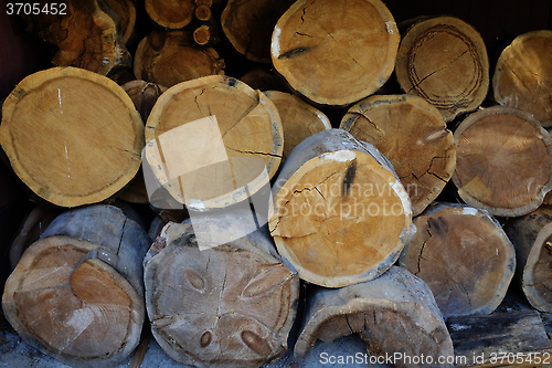 Image of stack of firewood in rustic barn
