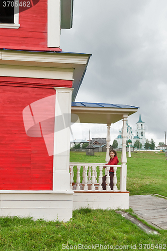 Image of Woman near Rise chapel from Karpov\'s village