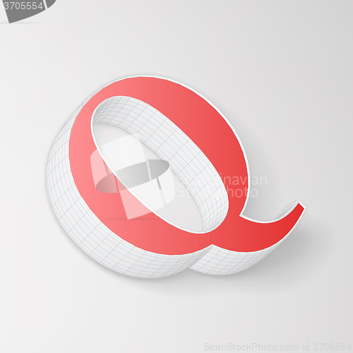 Image of Alphabet collection: wireframe of 3d character Q, vector