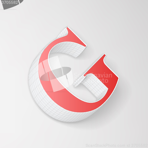 Image of Alphabet collection: wireframe of 3d character G, vector