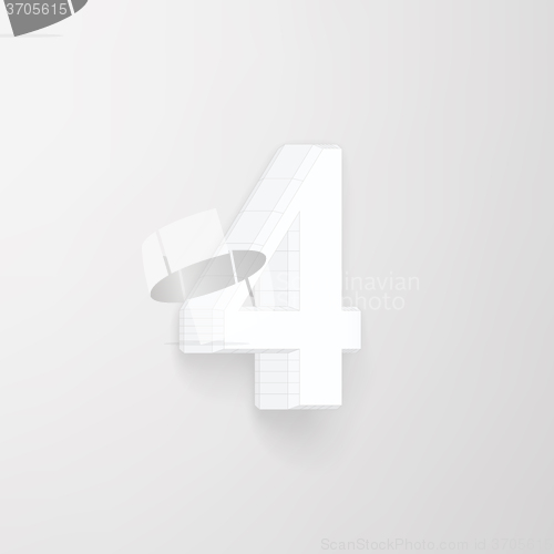 Image of Alphabet collection: wireframe of 3d character 4, vector