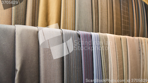 Image of Various suit fabrics close-up