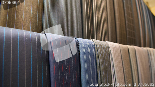 Image of Various suit fabrics close-up