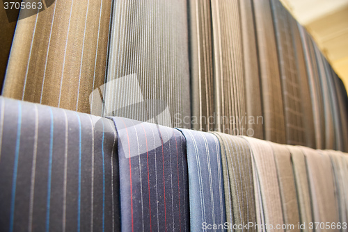 Image of Various suit fabrics close-up