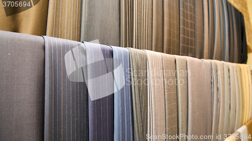 Image of Various suit fabrics close-up