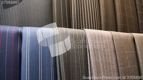 Image of Various suit fabrics close-up