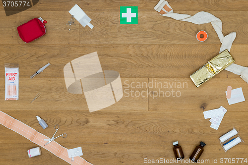 Image of First Aid Medical Tools On Table