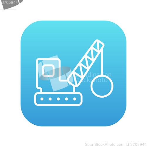 Image of Demolition crane line icon.