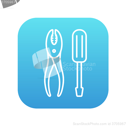 Image of Screwdriver with pliers line icon.