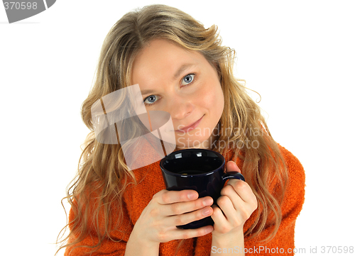 Image of Charming girl with a big cup of tea