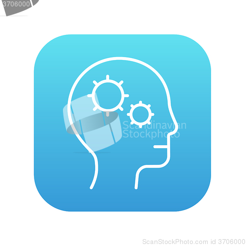 Image of Human head with gear line icon.