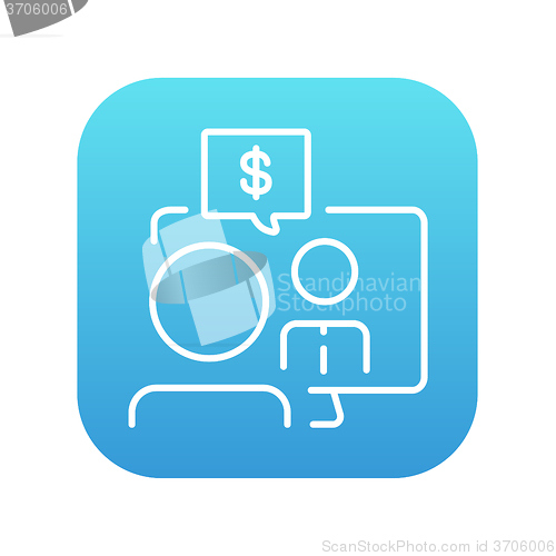 Image of Business video negotiations line icon.