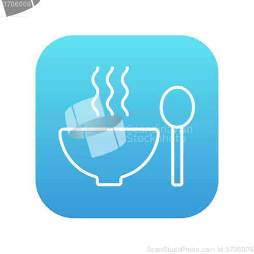 Image of Bowl of hot soup with spoon line icon.