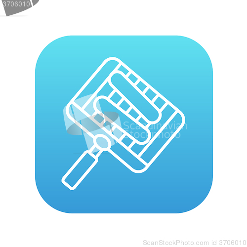 Image of Grilled sausages on grate for barbecue line icon.