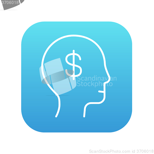 Image of Human head with dollar symbol line icon.