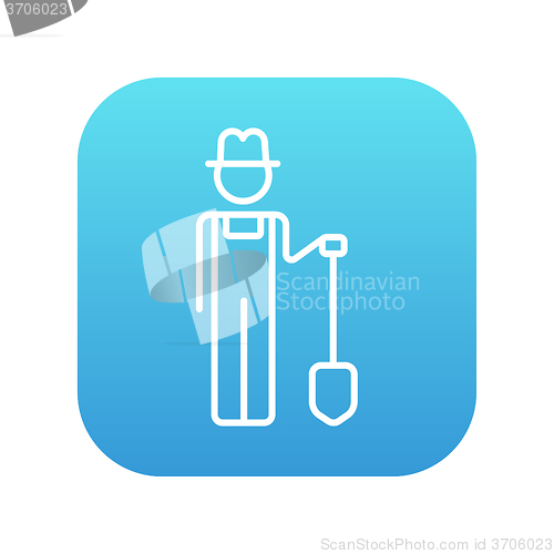 Image of Farmer with shovel line icon.